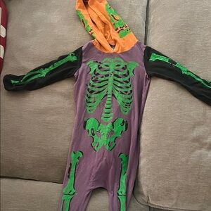 Kids Glow Skeleton One-Piece Romper - Purple/Green/Orange
